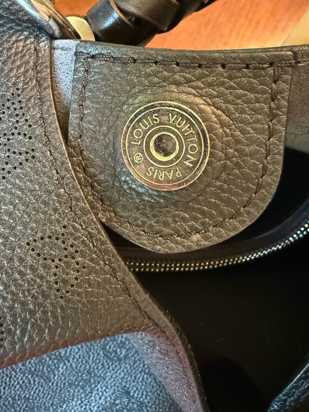 Louis Vuitton Black Monogram-Embossed Hobo with LV Leather Tag - Picture 14 of 16